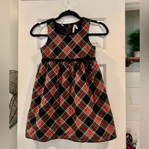 Girls OshKosh sz 7 Black Red Green White Plaid Christmas Dress